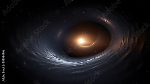 Fascinating view of a black hole with its strong gravitational pull distorting the surrounding space-time and capturing nearby stars