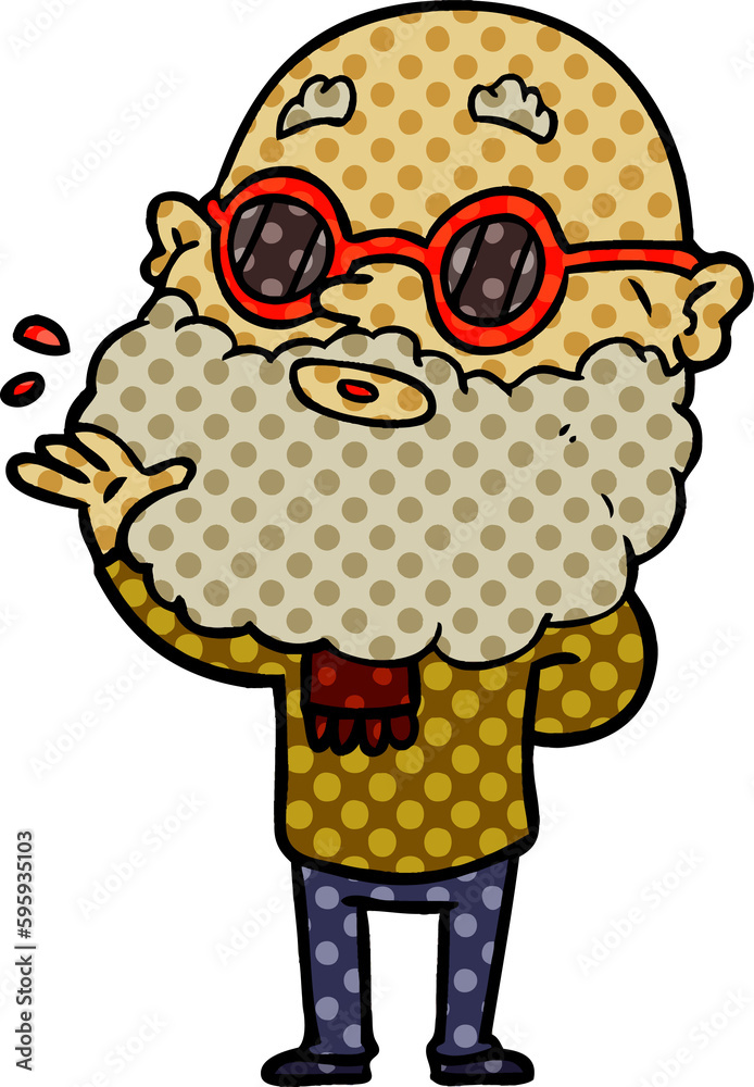 cartoon curious man with beard and sunglasses cartoon curious man with beard and sunglasses
