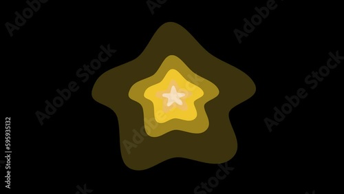Animated illustration of a hand-drawn cartoon style star. 4k video animation isolated on transparent background with alpha channel, in infinite loop.