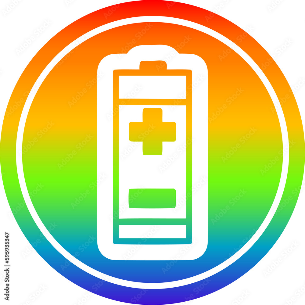 battery circular icon with rainbow gradient finish battery circular icon with rainbow gradient finish