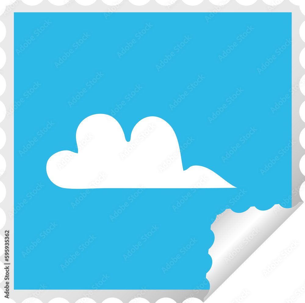 square peeling sticker cartoon of a cloud square peeling sticker cartoon of a cloud