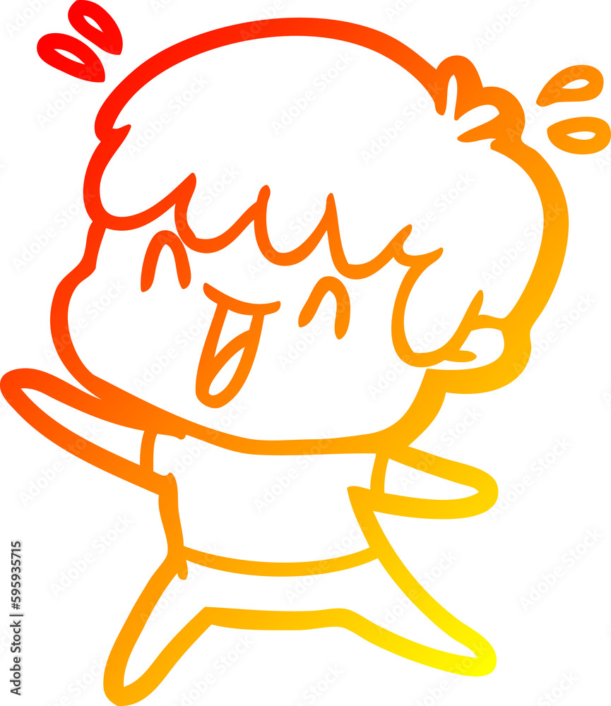 warm gradient line drawing of a cartoon laughing boy warm gradient line drawing of a cartoon laughing boy