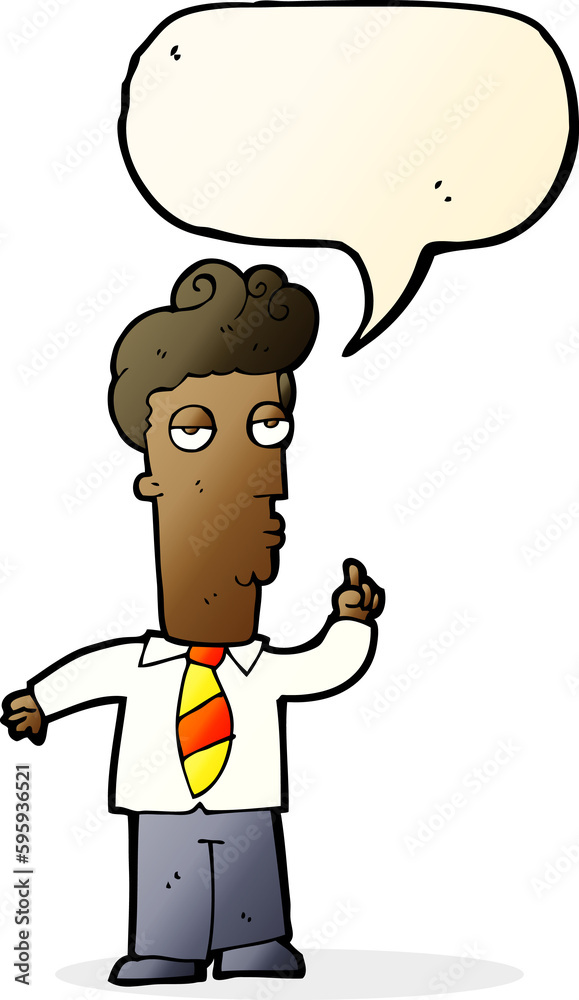 Fototapeta premium cartoon bored man asking question with speech bubble