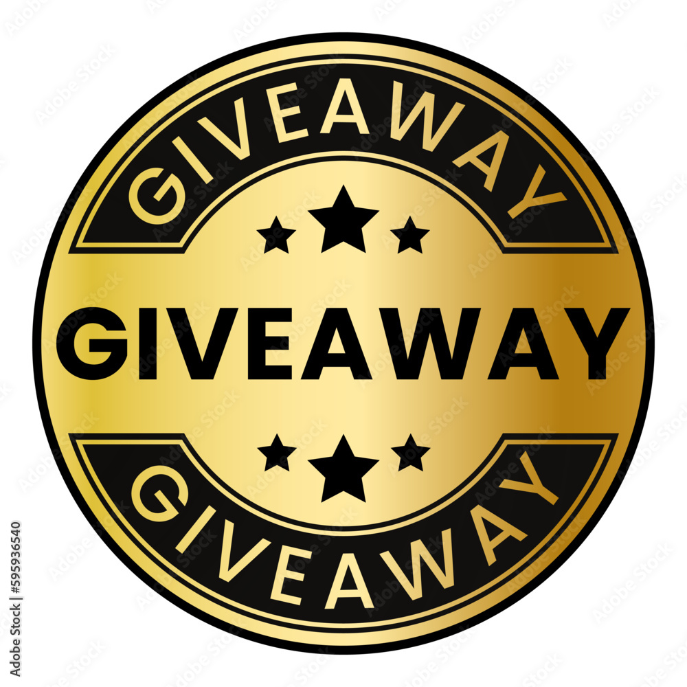 Gold Giveaway stamp sticker with Stars vector illustration