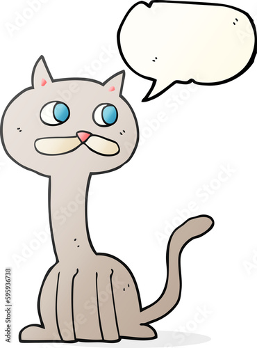 freehand drawn speech bubble cartoon cat