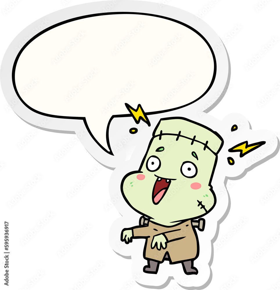 cartoon undead monster creation man with speech bubble sticker cartoon undead monster creation man with speech bubble sticker