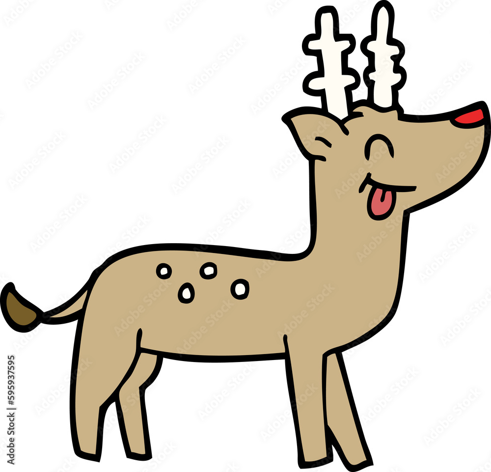 Fototapeta premium cartoon doodle happy reindeer