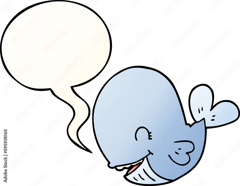 cartoon whale with speech bubble in smooth gradient style cartoon whale with speech bubble in smooth gradient style