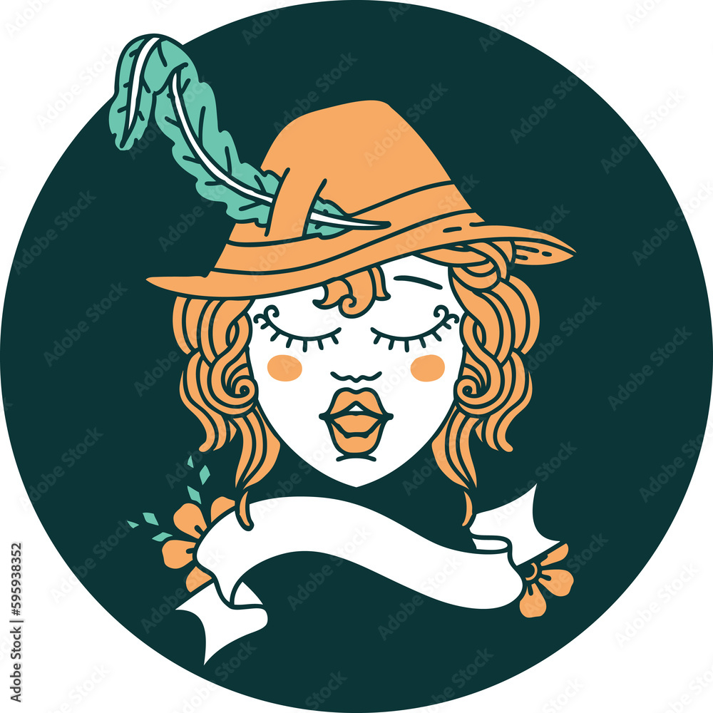 icon of human bard character face icon of human bard character face