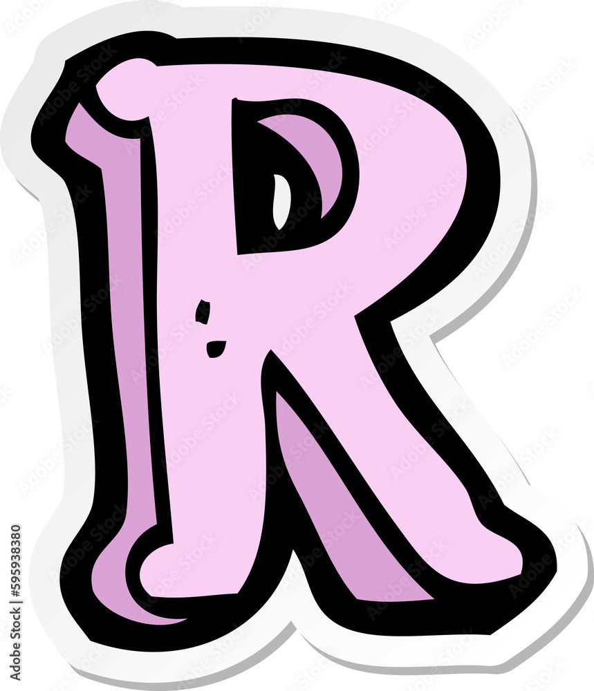 sticker of a cartoon letter R sticker of a cartoon letter R