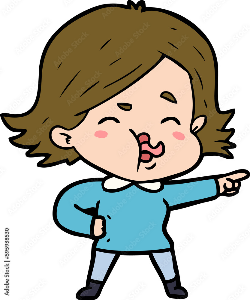 cartoon girl pulling face cartoon girl pulling face