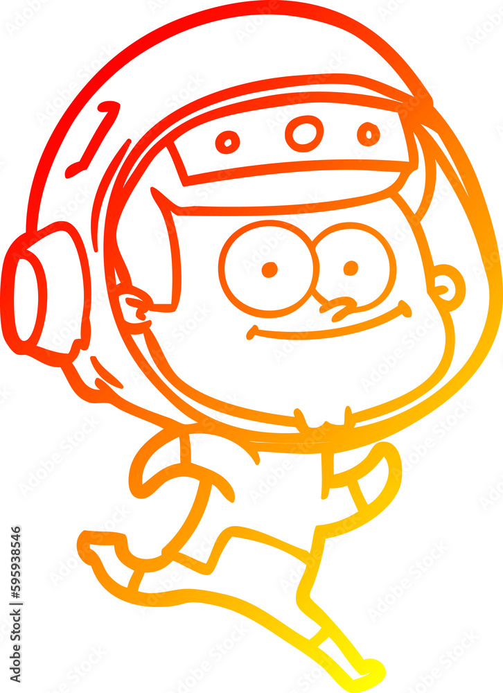 Obraz premium warm gradient line drawing of a happy astronaut cartoon