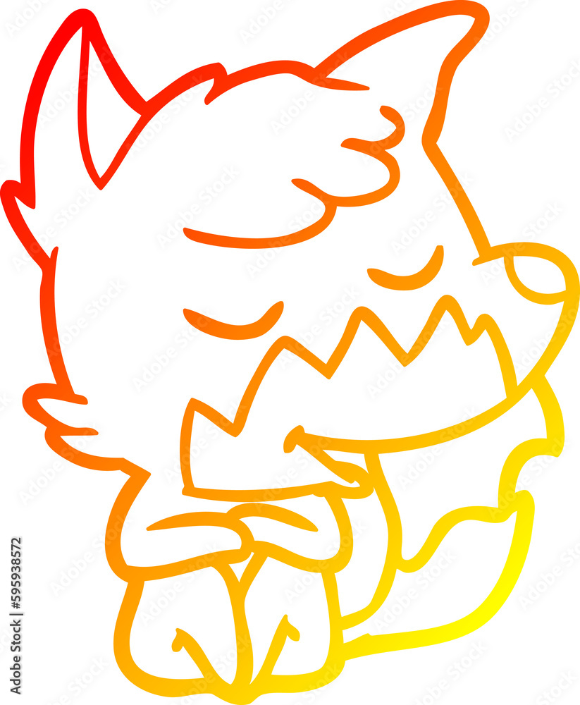 warm gradient line drawing of a friendly cartoon fox warm gradient line drawing of a friendly cartoon fox