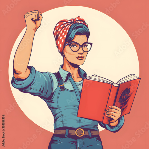 Woman with a book, feminism, Generative AI
