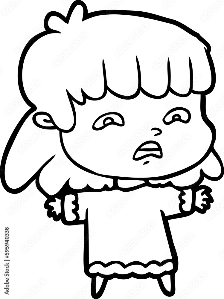 cartoon worried woman