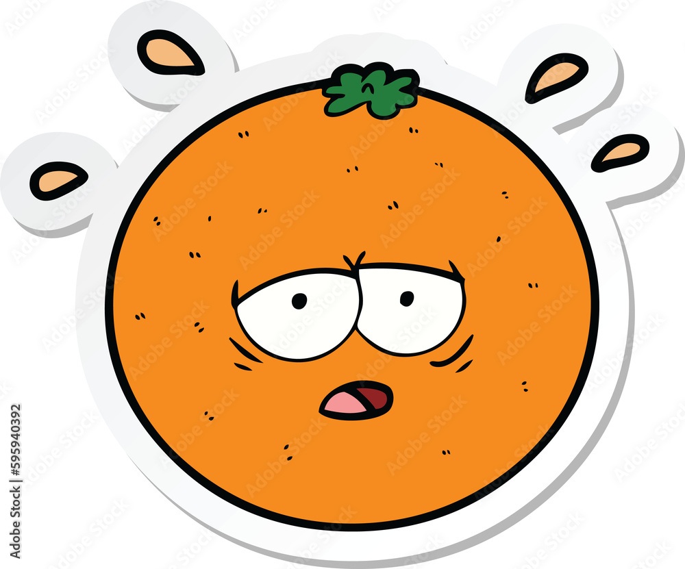 Obraz premium sticker of a cartoon orange