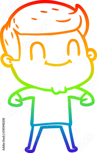 rainbow gradient line drawing of a cartoon friendly man