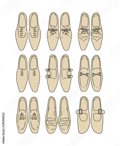 ベージュの革靴のイラストセット