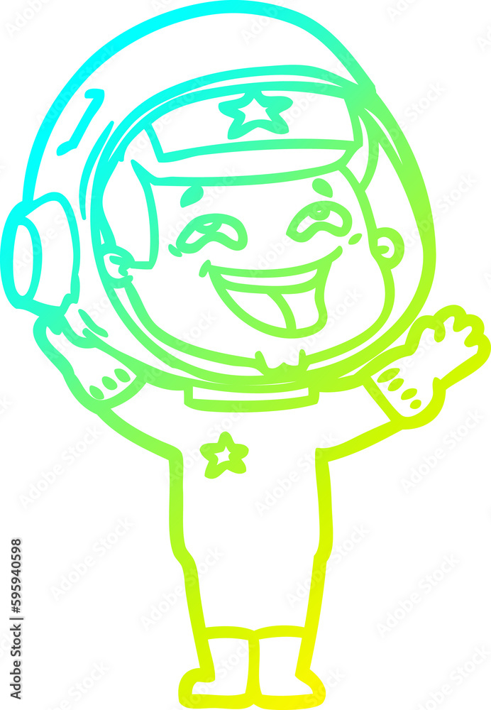 cold gradient line drawing of a cartoon laughing astronaut cold gradient line drawing of a cartoon laughing astronaut