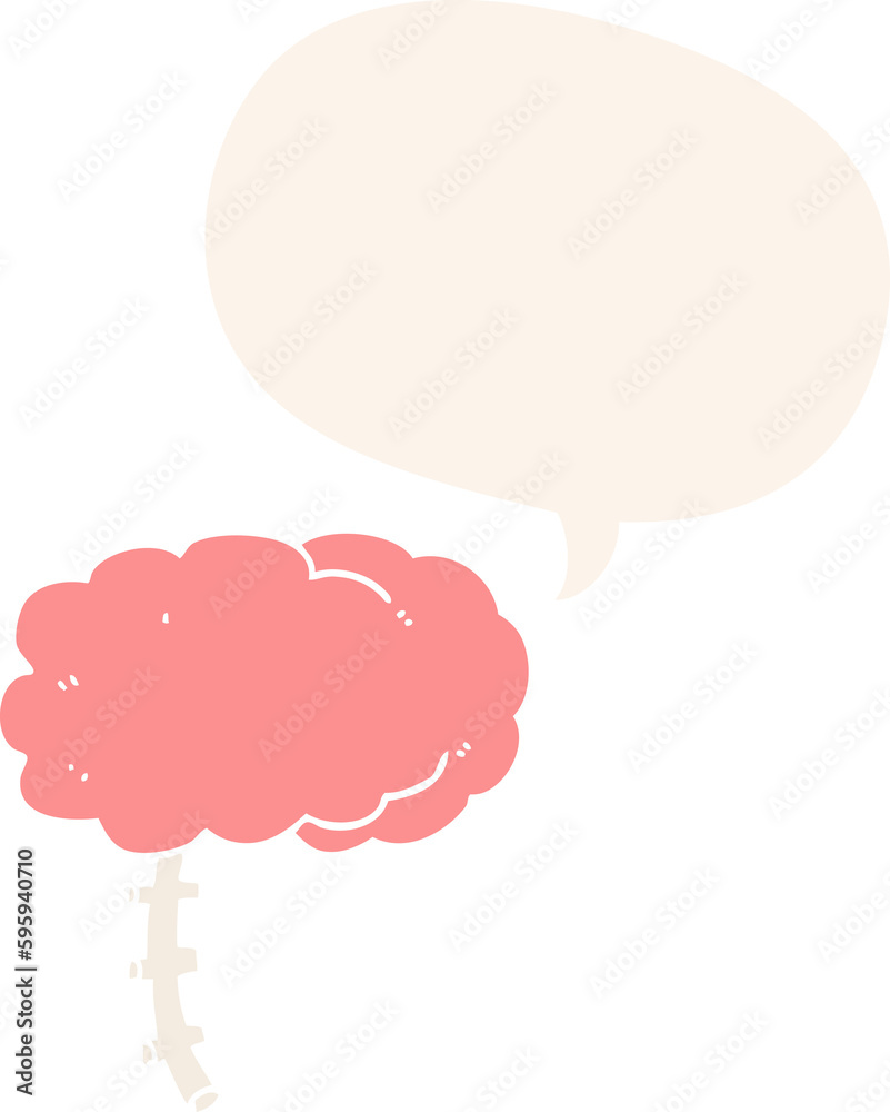 cartoon brain with speech bubble in retro style cartoon brain with speech bubble in retro style