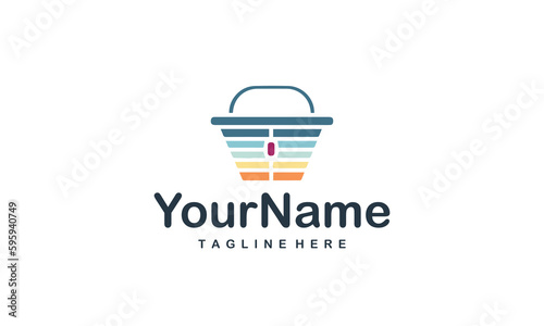 Multicolor basket logo for super shop.