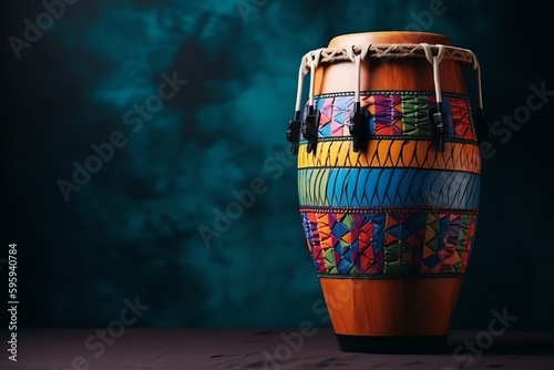 Colored background conga drum instrument. Generative AI photo