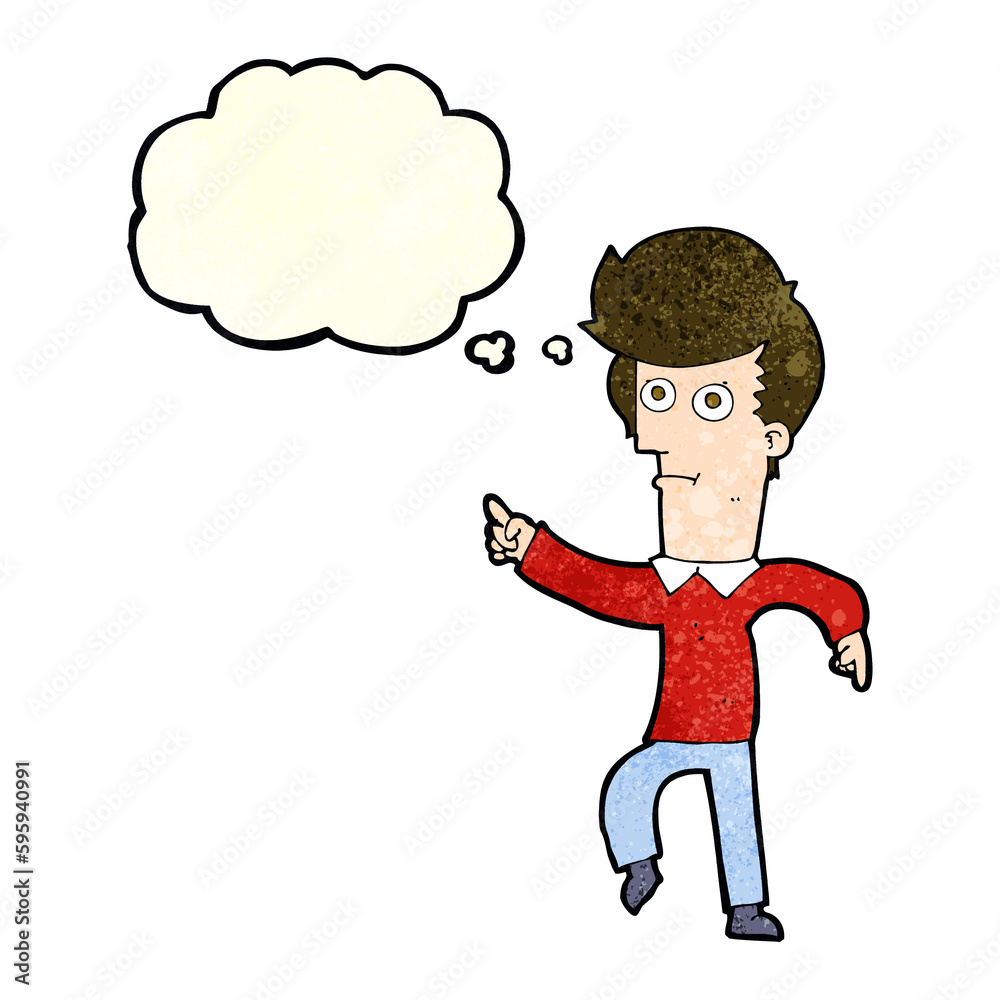 cartoon man pointing with thought bubble cartoon man pointing with thought bubble
