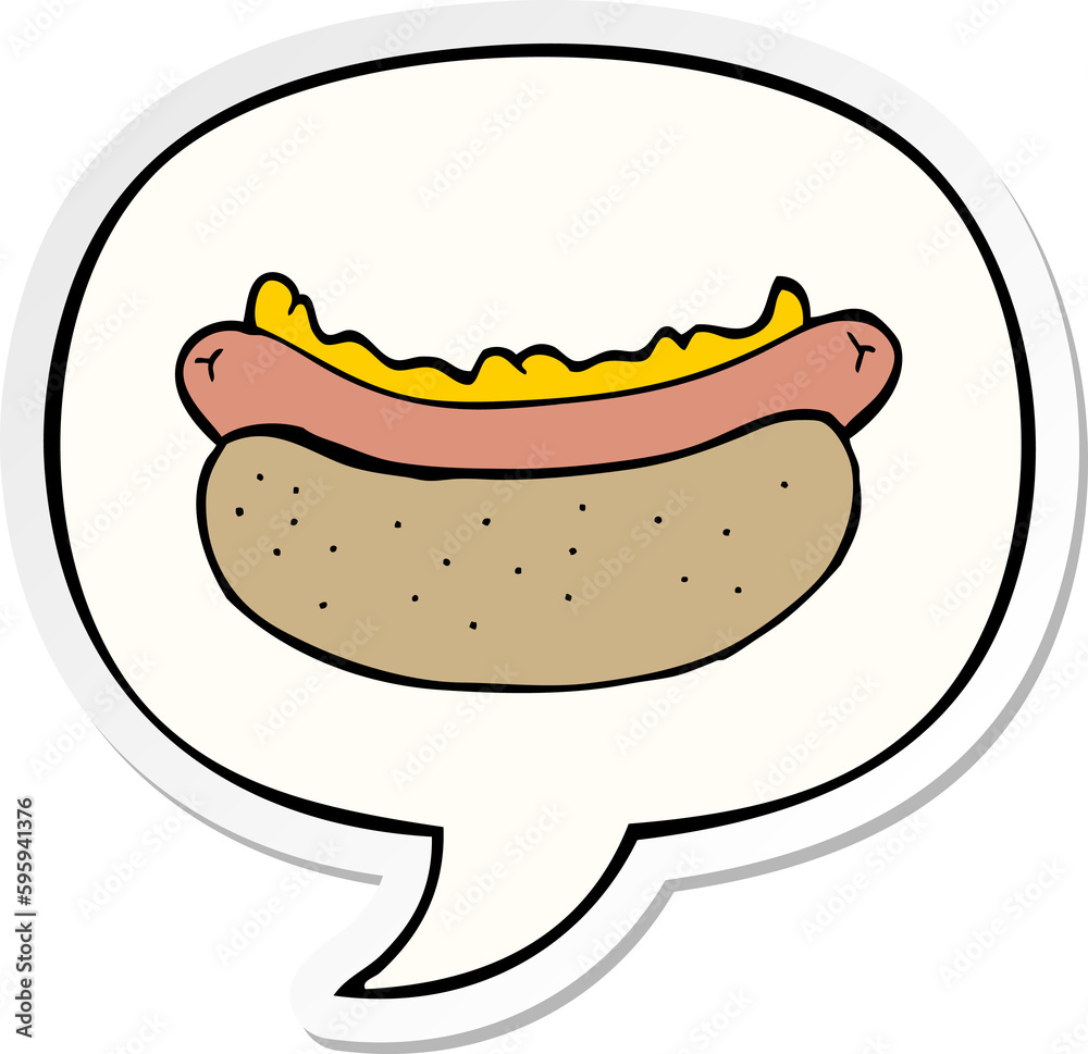 cartoon hotdog with speech bubble sticker cartoon hotdog with speech bubble sticker