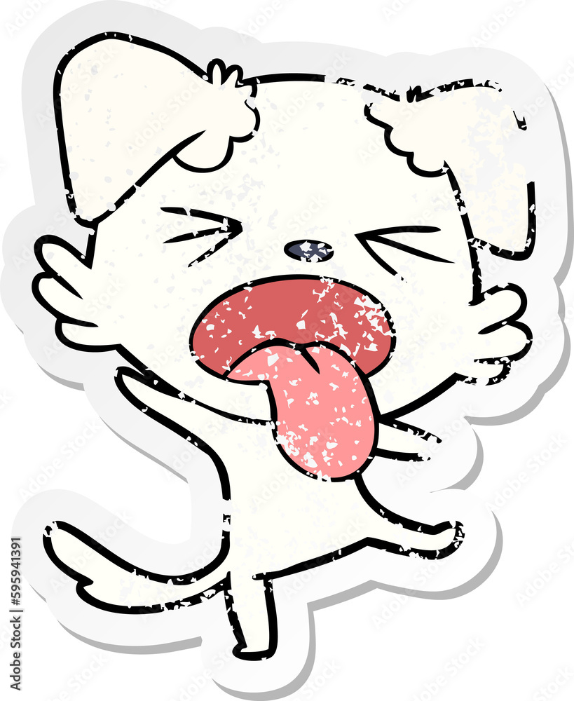 Fototapeta premium distressed sticker of a cartoon disgusted dog