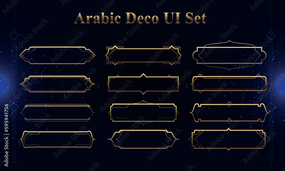 Set of Arabic Deco Modern User Interface Elements. Fantasy magic HUD. Good for game UI. Vector Illustration EPS10 - obrazy, fototapety, plakaty 