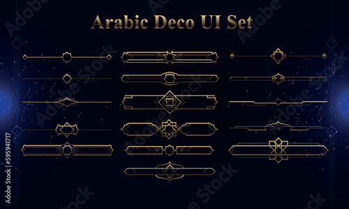 Set of Arabic Deco Modern User Interface Elements. Fantasy magic HUD. Good for game UI. Vector Illustration EPS10