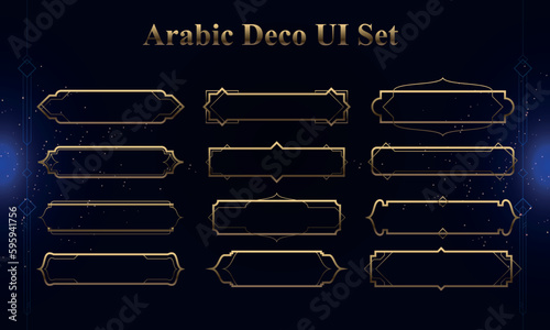Set of Arabic Deco Modern User Interface Elements. Fantasy magic HUD. Good for game UI. Vector Illustration EPS10