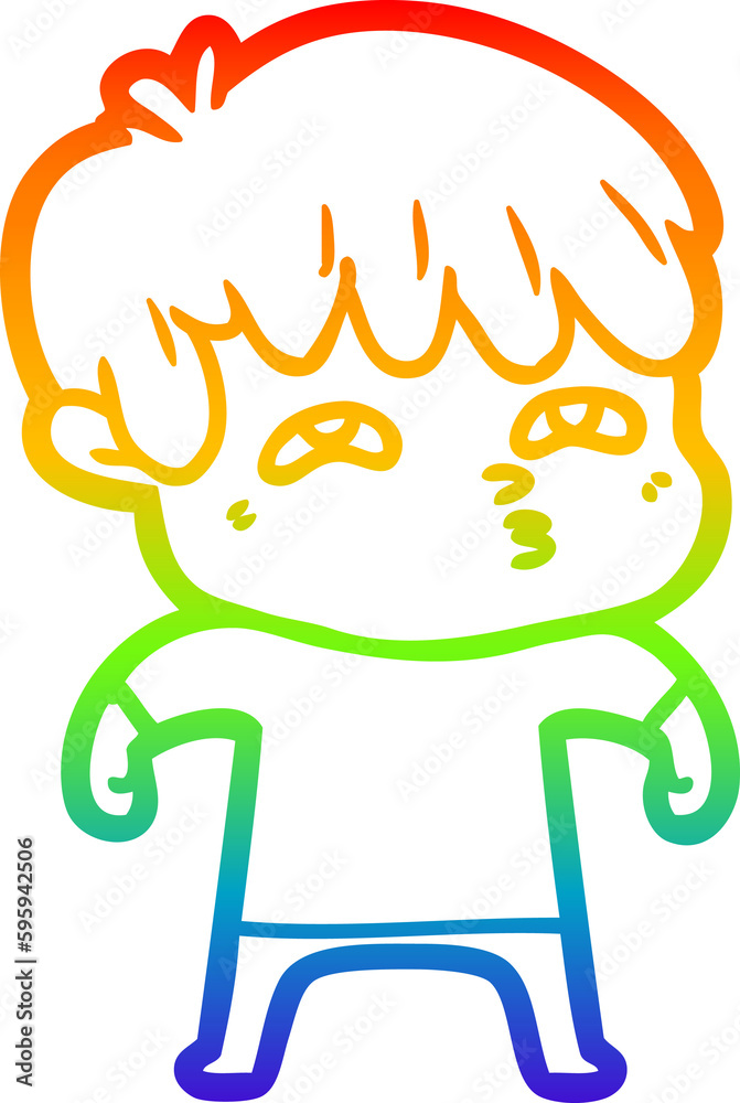 rainbow gradient line drawing of a cartoon curious man rainbow gradient line drawing of a cartoon curious man