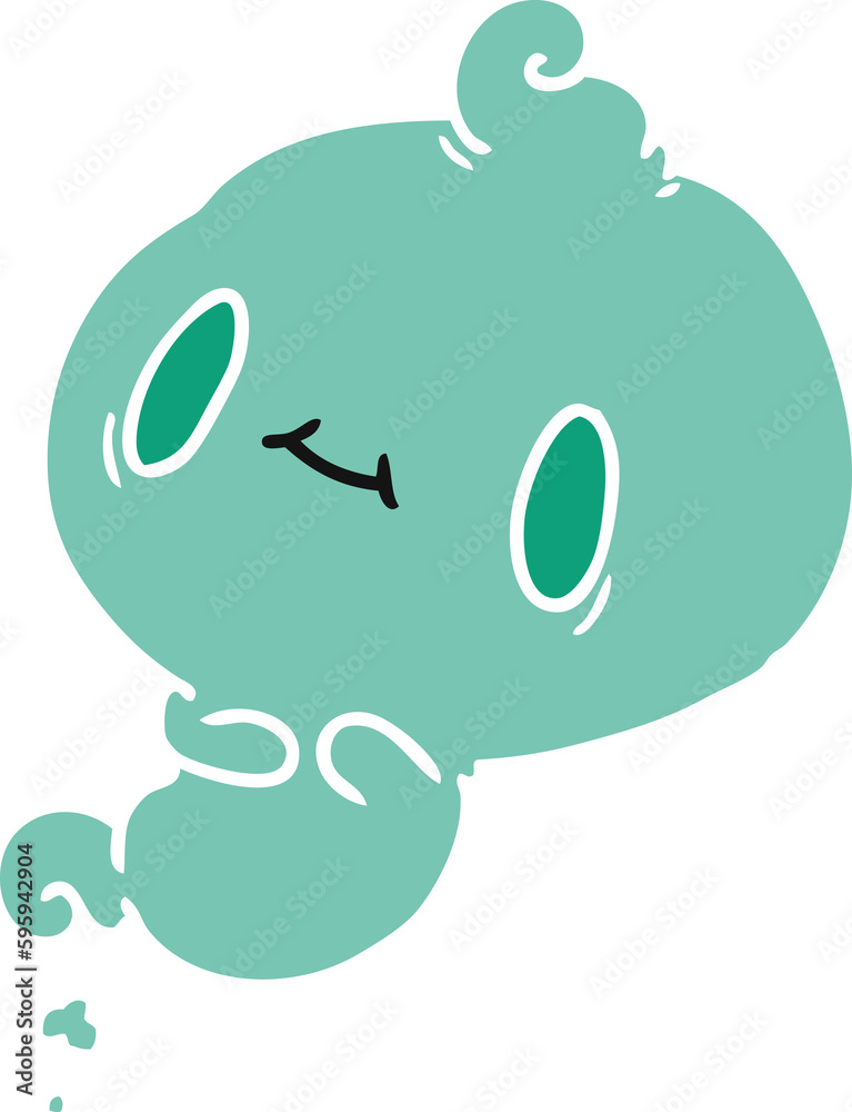 cartoon illustration of a kawaii cute ghost cartoon illustration of a kawaii cute ghost