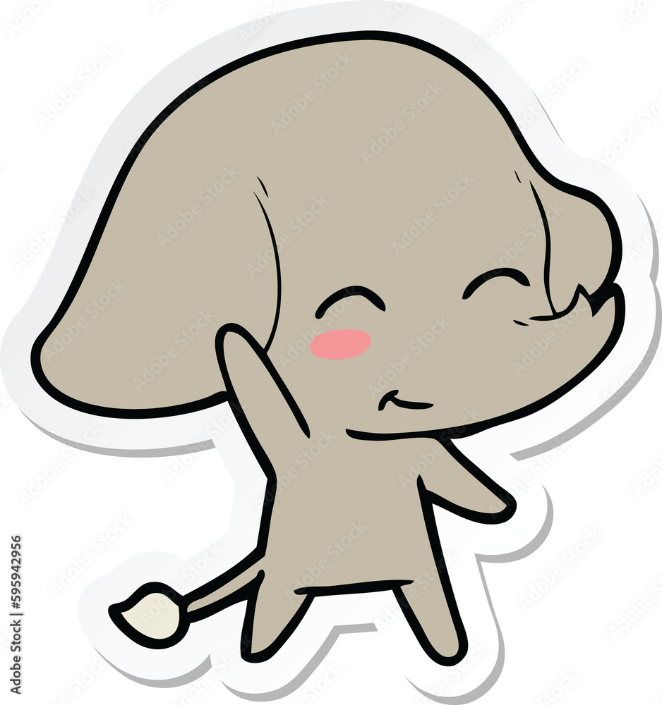 Obraz premium sticker of a cute cartoon elephant