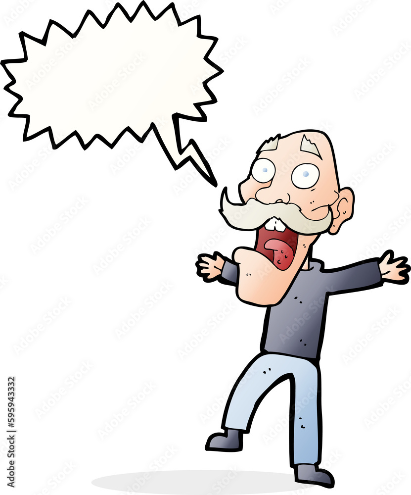 cartoon shocked old man with speech bubble cartoon shocked old man with speech bubble