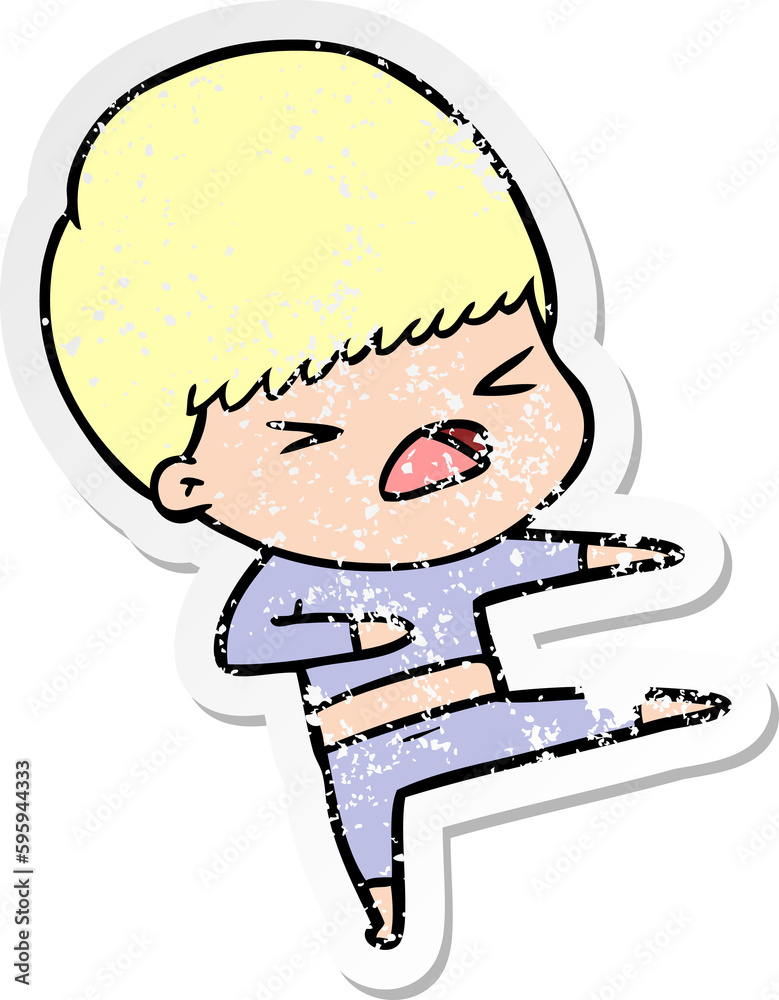 distressed sticker of a cartoon stressed man distressed sticker of a cartoon stressed man