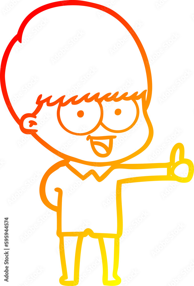 warm gradient line drawing of a happy cartoon boy warm gradient line drawing of a happy cartoon boy