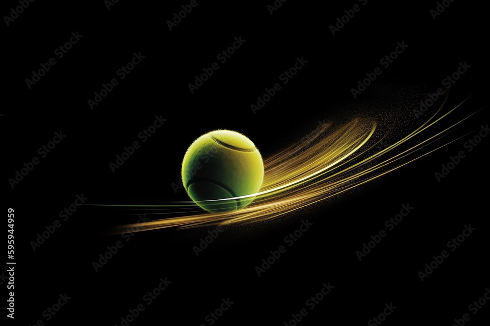 Illustration of a motion dynamic tennis ball in flight. Generative AI