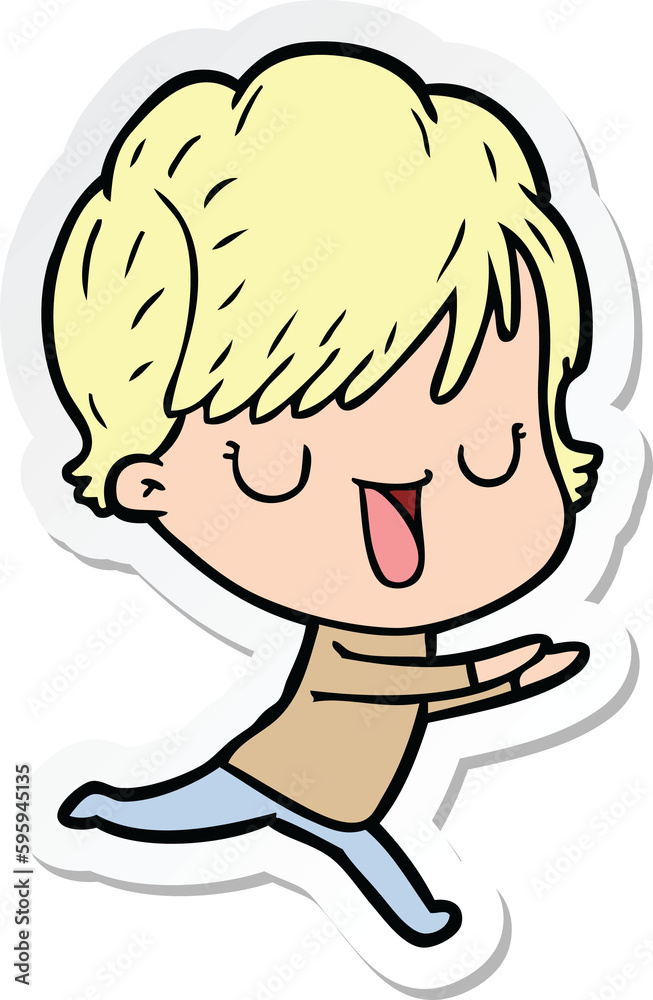 sticker of a cartoon woman talking