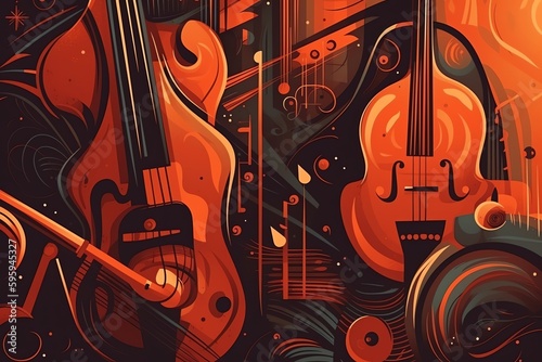 Jazz instruments abstract background. Generative AI