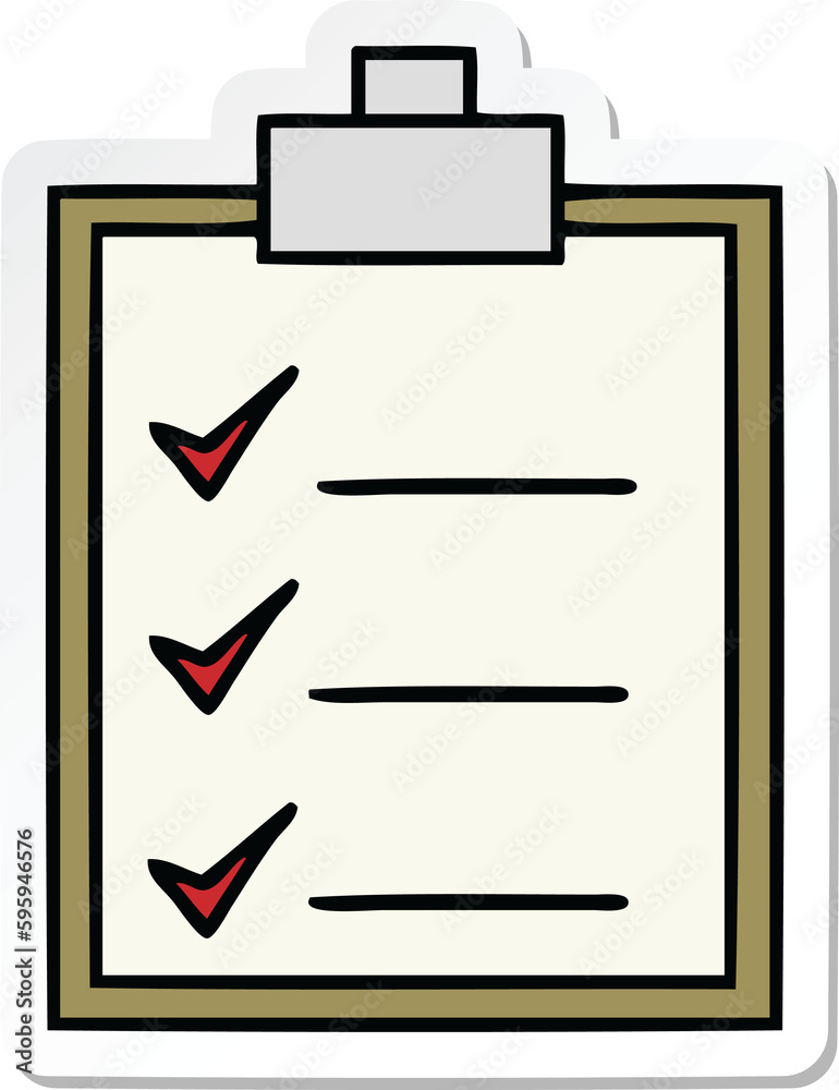 sticker of a cute cartoon check list sticker of a cute cartoon check list