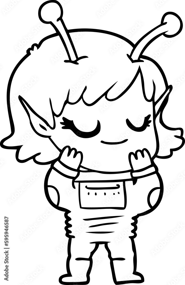 smiling alien girl cartoon