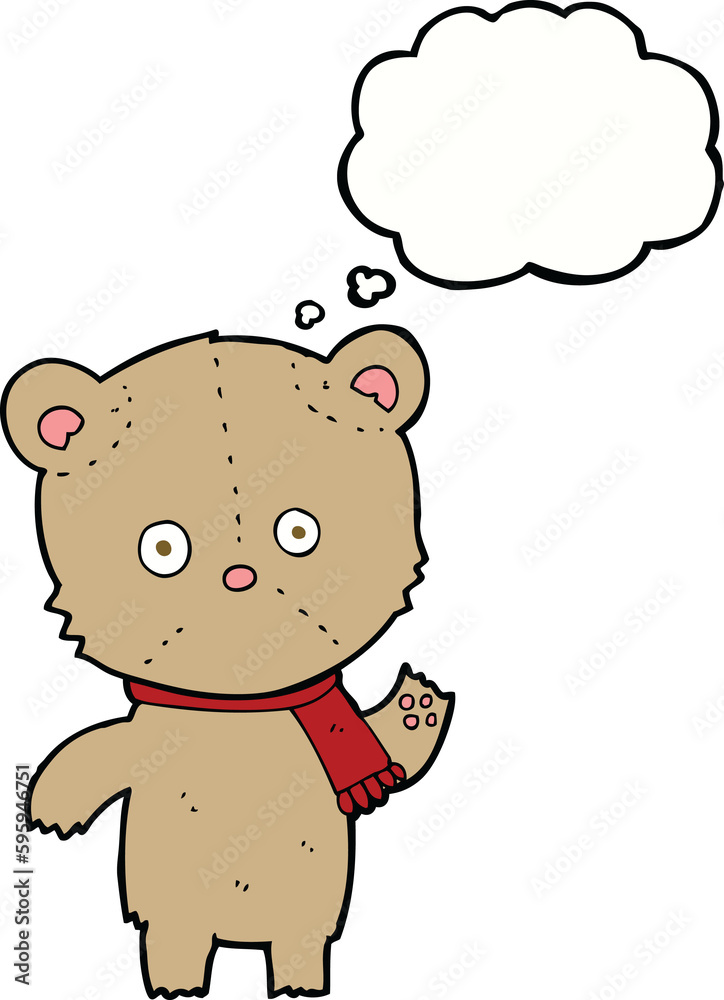 cartoon waving teddy bear with thought bubble cartoon waving teddy bear with thought bubble