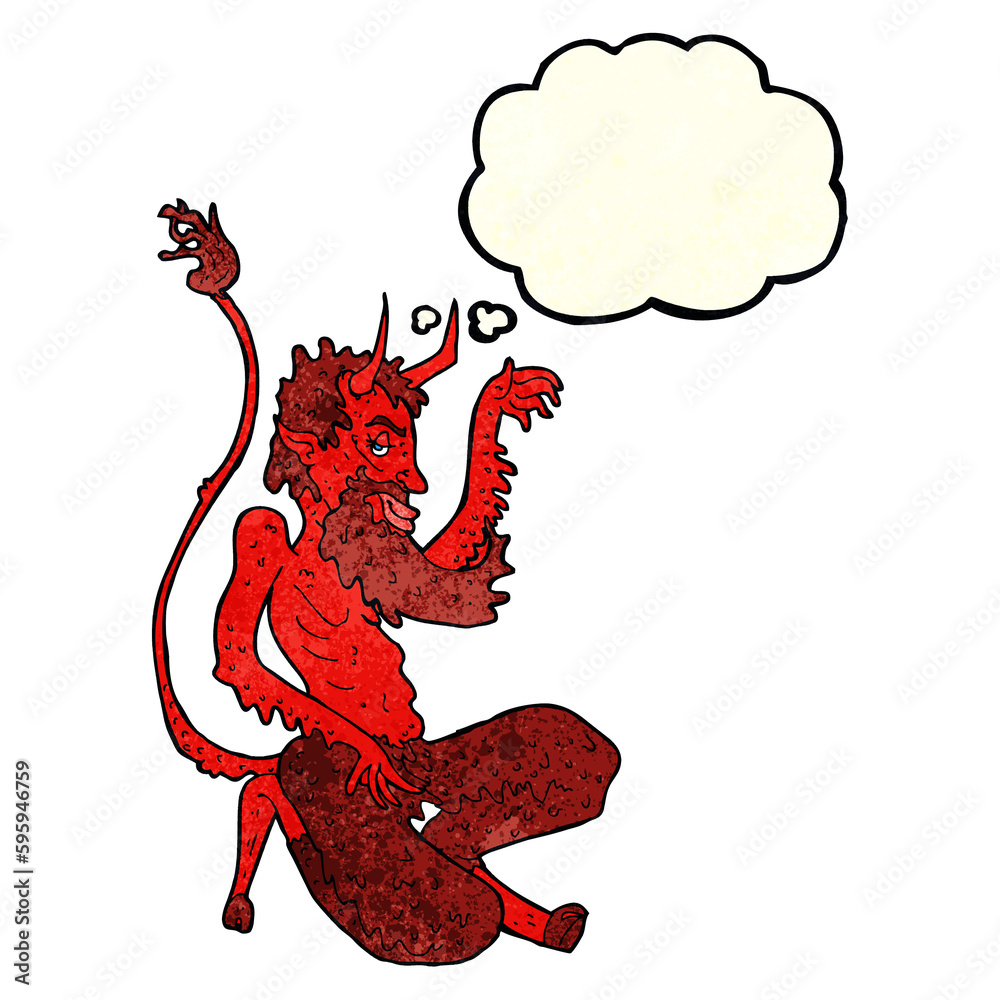 cartoon traditional devil with thought bubble cartoon traditional devil with thought bubble
