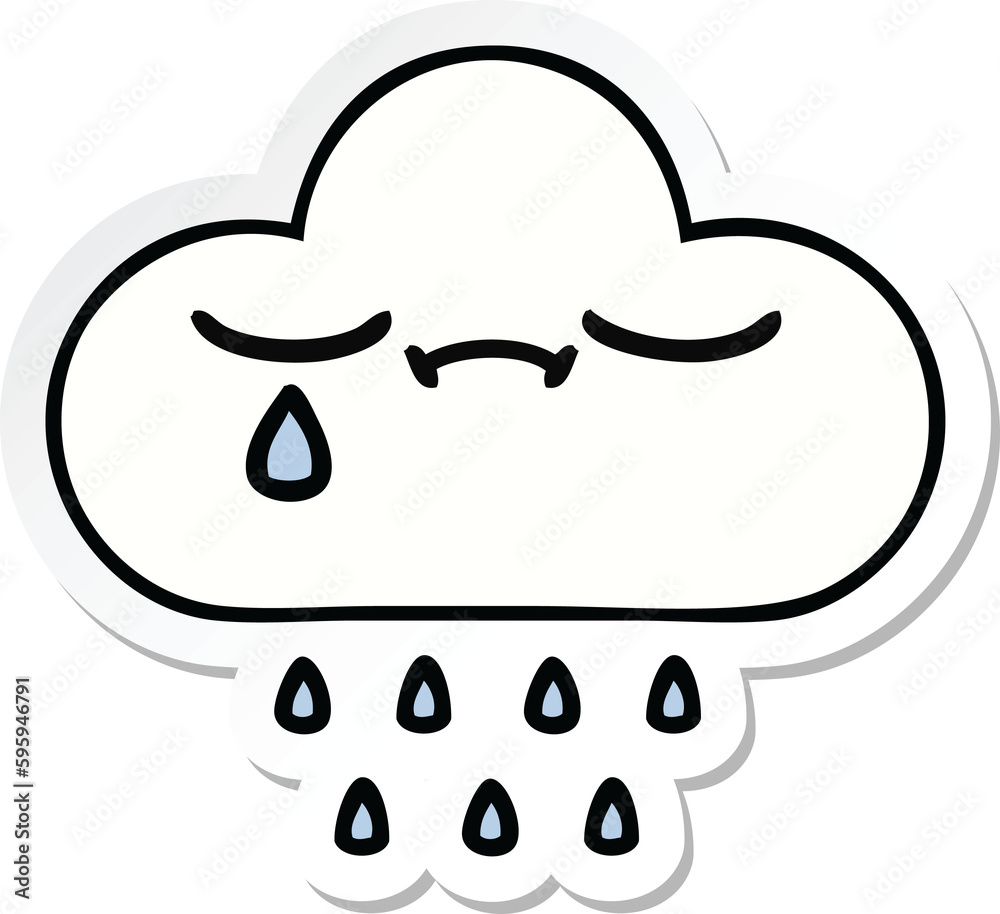 sticker of a cute cartoon rain cloud sticker of a cute cartoon rain cloud