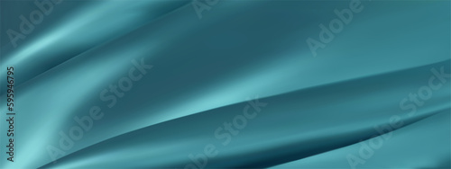 Abstract blue green vector background. Luxury cloth or liquid wave. Abstract or blue fabric texture background. Blue Cloth soft wave. Creases of satin, silk, and Smooth elegant cotton.