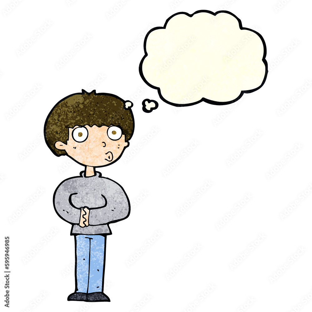 cartoon curious man with thought bubble cartoon curious man with thought bubble