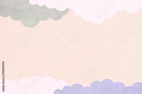 Japanese paper frame background with cloud pattern in the sky. Japanese traditional craftsman's handmade paper texture background.