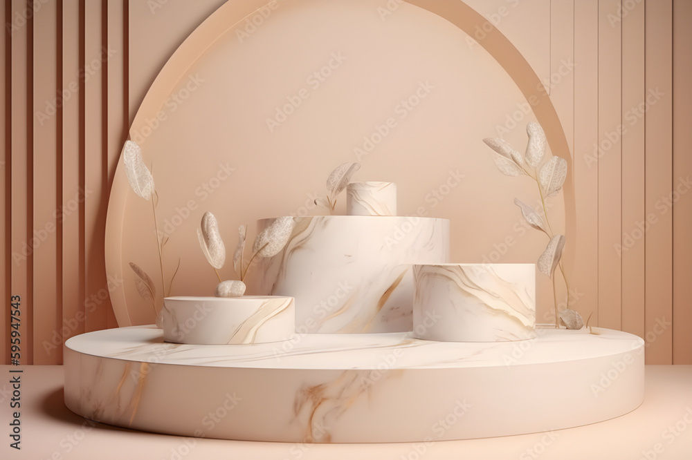 Generative AI illustration. Natural beauty podium for beauty products Generative AI illustration. Natural beauty podium for beauty products